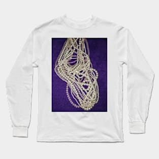 Pearls and beads on a purple background Long Sleeve T-Shirt